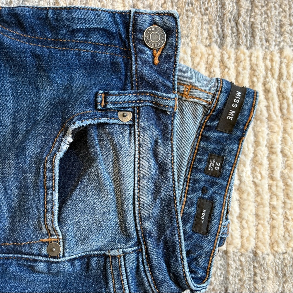 Miss Me Dark Blue Bootcut Jeans, size 26, 31” inseam.
